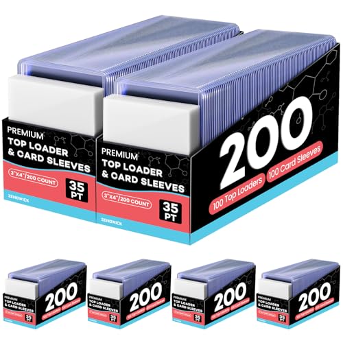 1200 Card Sleeves Top Loaders for Cards 3 x 4 Hard Plastic Toploaders Baseball Card Protectors Trading Card Holder for Football Sports Cards (600 Toploaders + 600 Penny Sleeves)