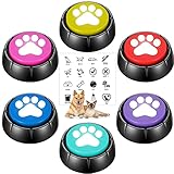 6 Pcs Dog Talking Button Set with Stickers Communication Buttons 20 Seconds Recordable Answer Buzzer...