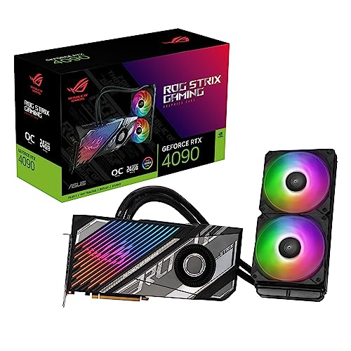 ASUS ROG Strix LC NVIDIA GeForce RTX™ 4090 OC Edition Gaming Grafikkarte (PCIe® 4.0, 24 GB GDDR6X, HDMI® 2.1, DisplayPort™ 1.4a, Full-Coverage Cold Plate, 240 mm Radiator, 560mm Tubing)