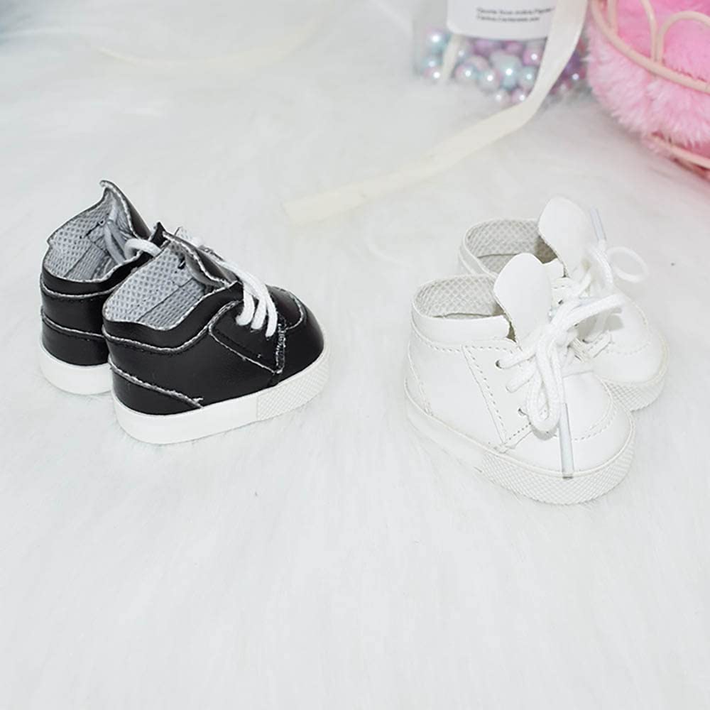 Niannyyhouse Scarpe Sportive Per Bambola Peluche 20 Cm | Accessori Kpop Per Bambole | Colore Bianco E Nero (2 Pezzi)