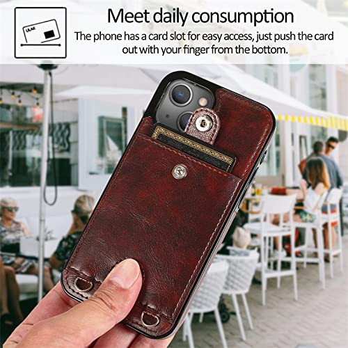 Étui de téléphone bandoulière en cuir marron pour iPhone 12 Pro Max - 4