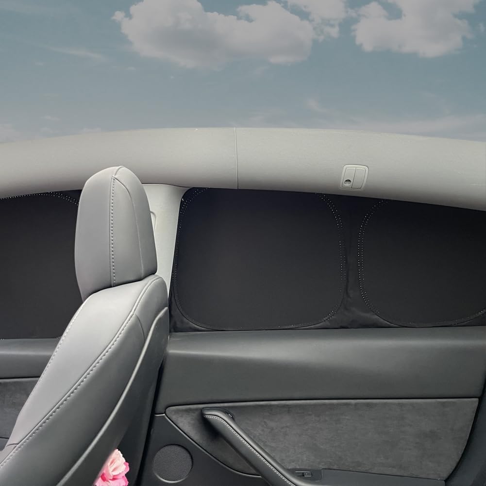 TESBEAUTY 2025 2026 Tesla Model Y Juniper Camping Privacy Curtain 8-Piece Camping Shades Privacy Screens Tesla Model Y Sunshades UV Blocker Darker Thicker 5-Layer Material Tesla Accessories Foldable