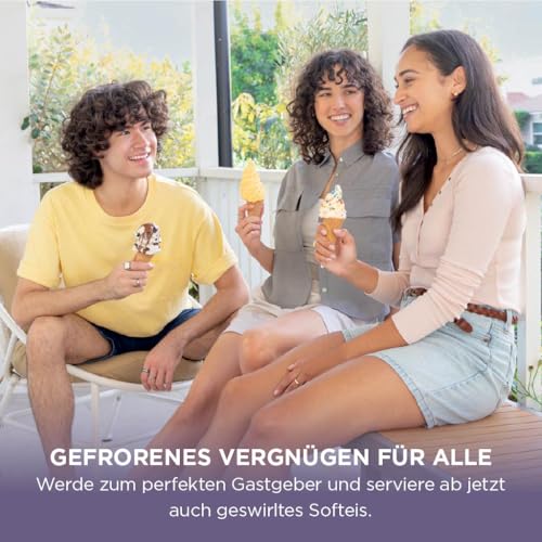 Ninja CREAMi Scoop & Swirl Eismaschine mit 2 Behältern, 13 Funktionen, für Eiscreme, Softeis, Gelato, Sorbet, Milchshakes und mehr, mit Mix-In-Funktion, Stone Gold NC701EUSTGD