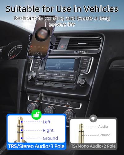 GELRHONR 3FT 3,5mm Audio Aux Splitter, Klinkenkabel 3,5 Stecker auf 2 Stecker Kabel, 1/8 Aux Y Splitter für Kopfhörer, Lautsprecher, Telefone, Laptop (1 zu 2)