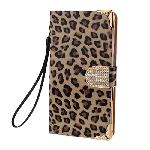Sandistore Diamond Leopard Leather Flip Wallet Case For Samsung Galaxy Note 4 (Gold) …