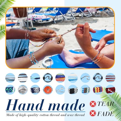Yinkin 18-Piece Adjustable Boho Beaded Bracelet and Anklet Set - Handmade Colorful Surf Jewelry for Summer Style - Image 7