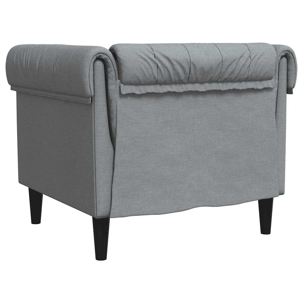 Sillón Chesterfield de Tela Gris Claro,16.4kg-372538