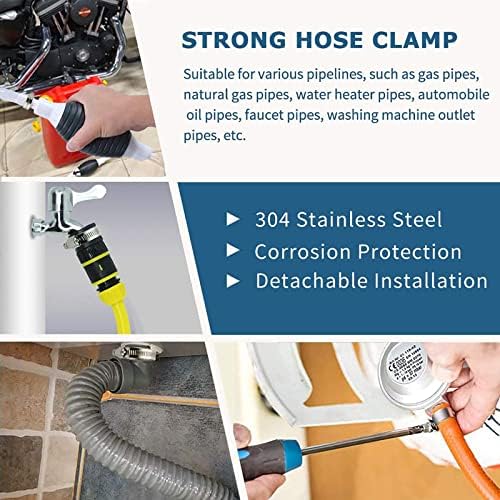 20 Pcs Hose Clips, Adjustable Stainless Steel Hose Clamps Worm Drive Pipes Hose Clamps Clips for Securing Hoses and Pipes Tube ( 6-12mm, 13-19mm, 16-25mm, 21-38mm, 27-51mm, 5 Sizes)