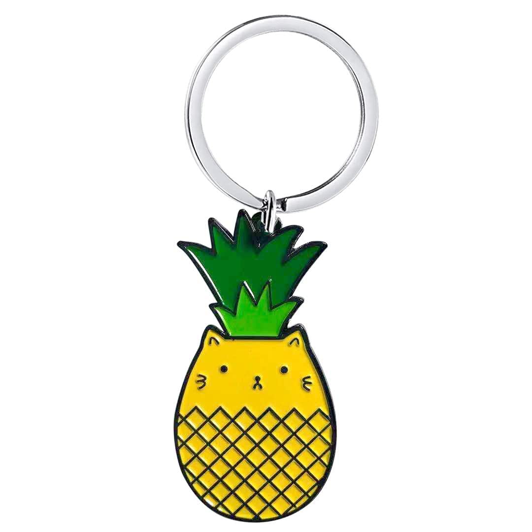 MeiLiZuRL Cute Key chain Pendant Hedgehog Keychain Animal Shape Style Novelty Pineapple Cat Gifts Keyring for Women Men
