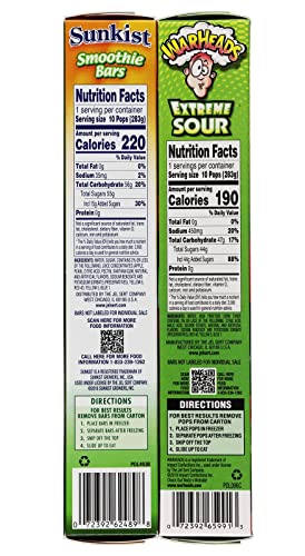 Ice Pops Freezer Bar Variety Pack | 1 Box Each Of Jolly Rancher, Warheads, Sonic, Sunkist And Skittles Popsicles | Bundle With Ballard Cold Treats Recipe Card #TOP6