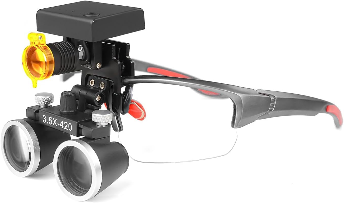Global-Dental Loupes binoculaires sans fil 3 W avec filtre Noir 3,5 x