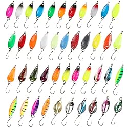 Cucharilla Sin Muerte Cucharillas de Pesca Kit 43 PCS Cucharillas de Trucha Set, Colores Múltiples Cebos de Pesca Artificiales de Metal, Kit Señuelosde Cucharilla de Pesca para Lucio Trucha Pesca de Charca y Perca Spinning