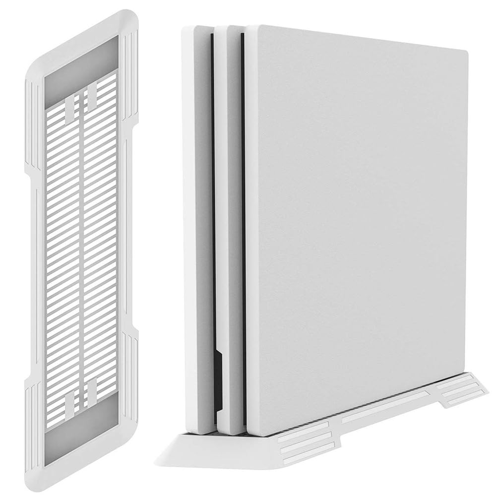 Vertical Stand for PS4 Pro Playstation 4 Pro Console with Built-in Cooling Vents and Non-slip Feet (White)