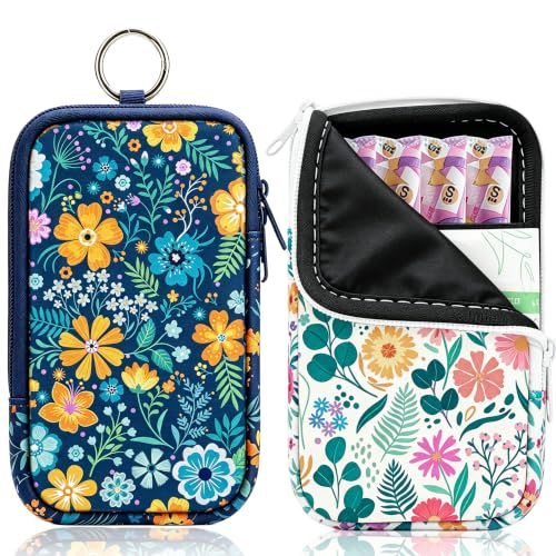 Image of KJQJLY 2 Pack Portable Tampon Organizer Bag Tampon Holder & Storage Case with Zipper for Travel, Discreet Period Bag for Purse, Waterproof Feminine Products Pouch for Women (Flower 2)