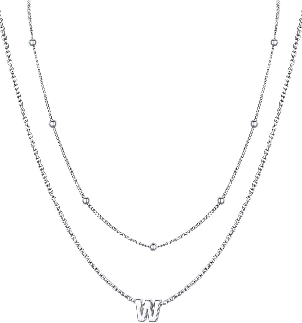 PROSILVER S925 Sterling Silver Necklace for Women Layered Initial Pendant Necklaces Women’s Dainty Silver Chain Trendy Charm Necklace Letter A-Z