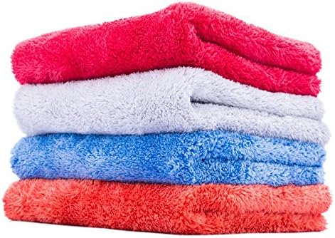 The Rag Company - Eagle Edgeless 500 (4-Pack) Professional Korean 70/30 Blend Super Plush Microfiber Detailing Towels, 500GSM, 16in x 16in, Mixed Colors