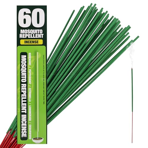 60 Mosquito Repellent Incense Sticks - Plant Based Citronella Incense Sticks - Natural Mosquito Repellent Outdoor Patio