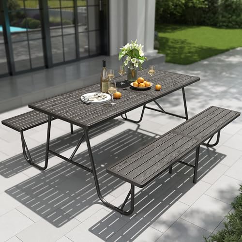 PHI VILLA 70" Outdoor Metal Table Bench Set