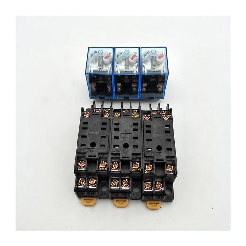 EHZIAOUJ 3個 AC 110V/120V 5A コイル 赤色 LED 35mm DINレール DPDT 8ピン パワーリレー