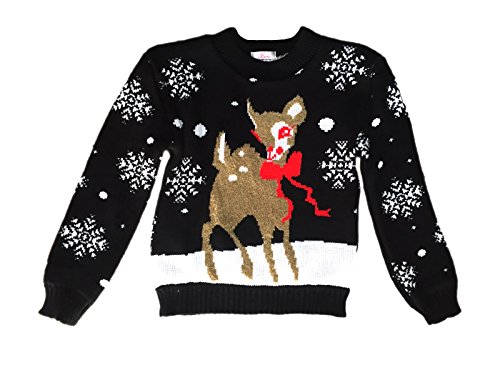 Christmas Sweater for Kids Xmas Girls Boys Retro Jumpers Rudolph Print Childrens
