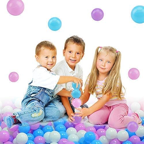 Lightaling 100pcs Pink Ocean Balls & Pit Balls Soft Plastic Phthalate & BPA Free Crush Proof - Reusable and Durable Storage Mesh Bag with Zipper