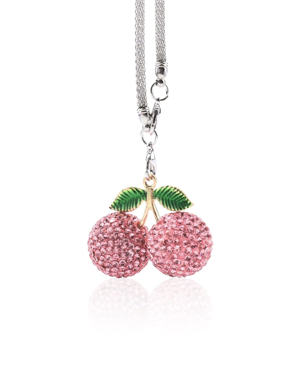 Ornamento da Appendere per Auto, decorazioni macchina，Strass Eleganti Appendere per Auto ciliegia Accessori per Auto Estetica Interna Accessori per Specchietto Retrovisore per Donne