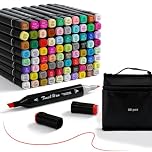 80 Colouring Pens, Alcohol Markers Set, kids Children and Artist Permanent Sketch Manga Marker Pens Black, Double Ended High-Stain Markers with Case for Anime, Manga, Graffiti, Design & Illustration