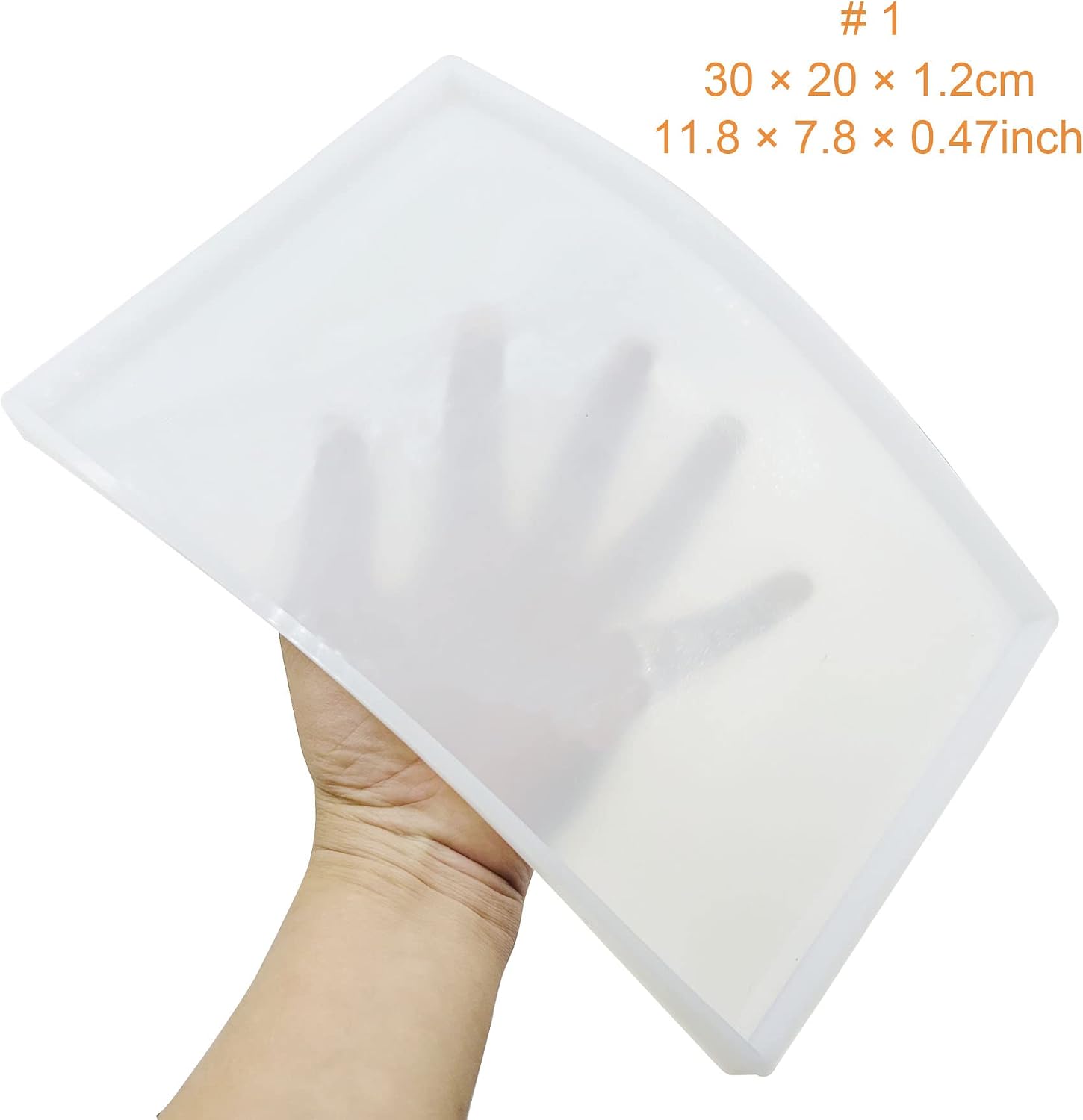 Woohome Large Silicone Resin Tray Mold, 7.8×11.8 inch/ 5.9×9.8inch Rectangle Plate Epoxy Resin Casting Mold for DIY Faux Agate Tray, Serving Board, Coaster, Home Decor