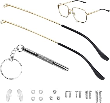FERCAISH 1 Pair Eyeglass Replacement Arm, Universal Sunglasses Arm Legs Arm Replacement - Metal Glasses Replacement Temple for Sunglasses Eyewear Eyeglasses RepairGold