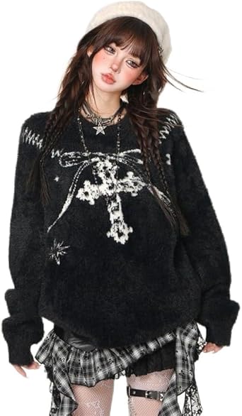 Gyaru Mcbling Hoodies Harajuku Shoujo Girl Clothes Coquette Emo Sweaters Goth Tops Y2K Heisei Retro 2000s Jfashion