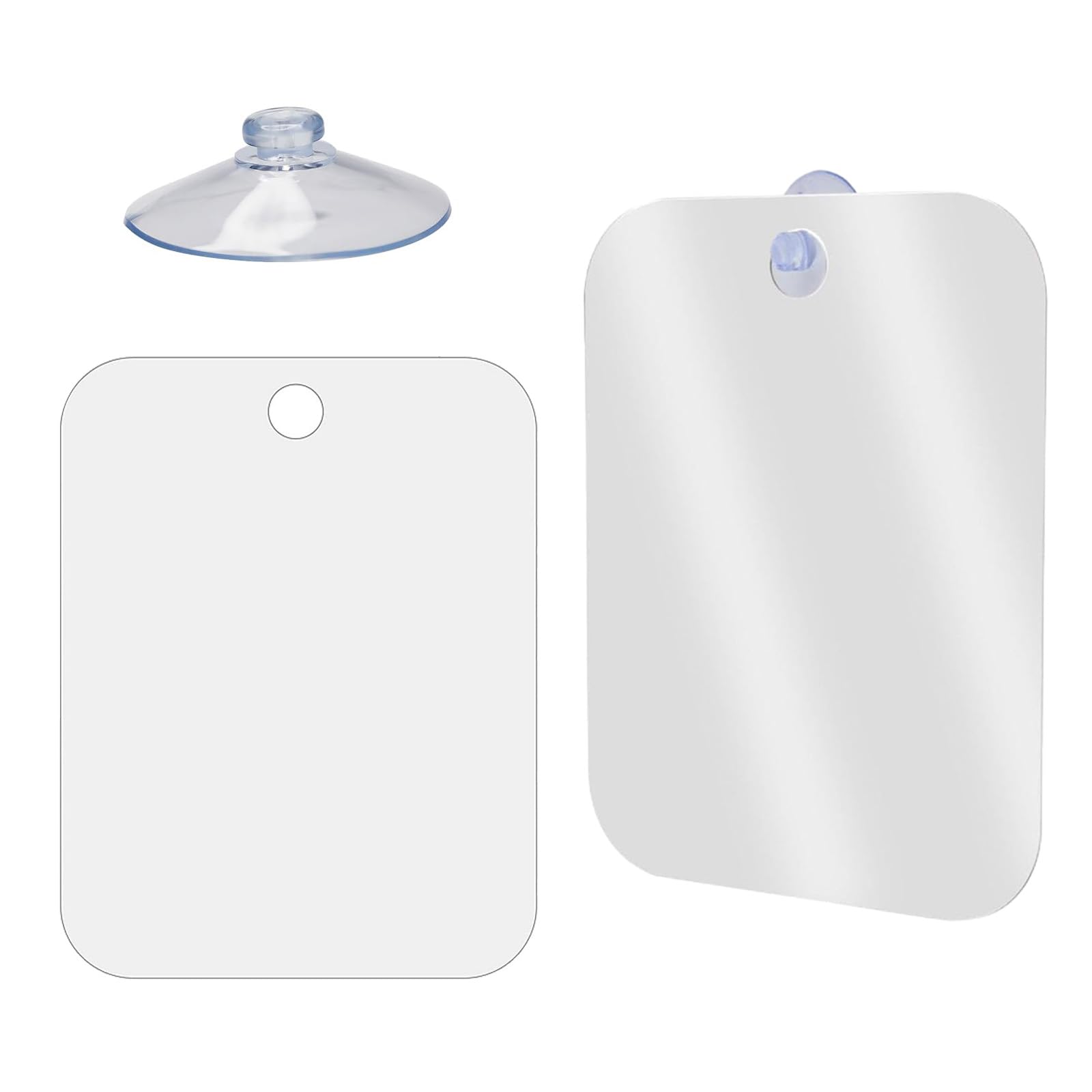 Yevon Shower Mirrors For Shaving Anti Fog – 2 Pcs Portable Acrylic Suction Mirror For Bathroom With Removable Suction Cup Hook – Unbreakable Hanging Shaving Mirror For Shower, Travel, Camping & Makeup
