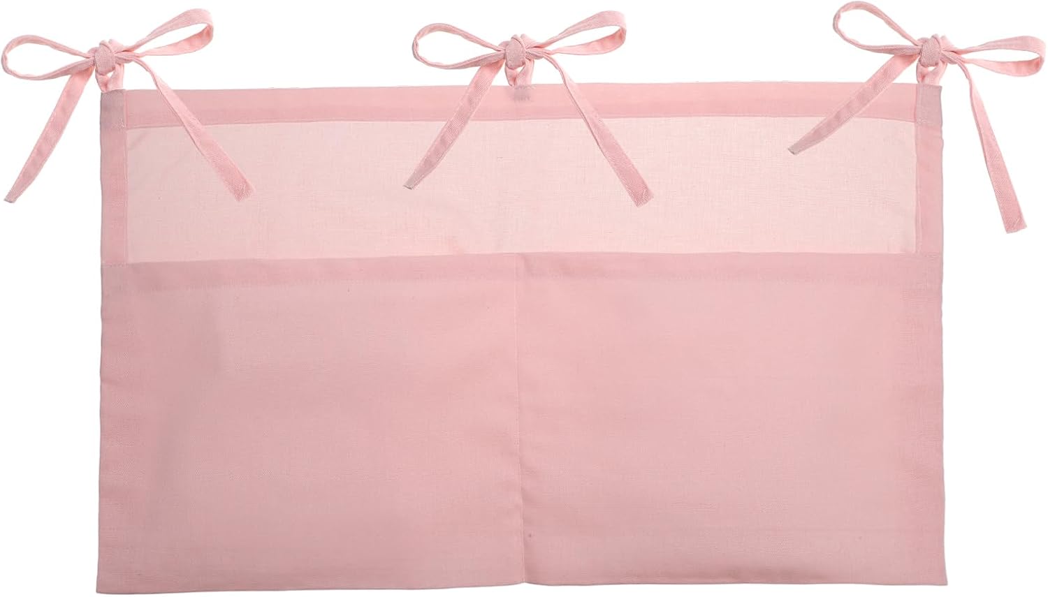 PATIKIL Bedside Hanging Bags, 2 Pack Linen Milk Bottle Bib-Storage Bag 2 Pockets Nursery Organizer for Bed, Light Pink