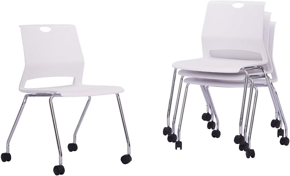 Sidanli Conference Room Chairs with Wheels- White (Set of 4)