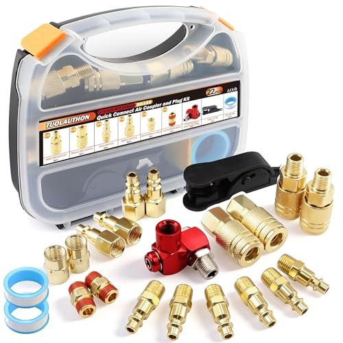 TuoLauthon 22Pcs 1/4" NPT Air Compressor Coupler Plug Air Hose Fittings