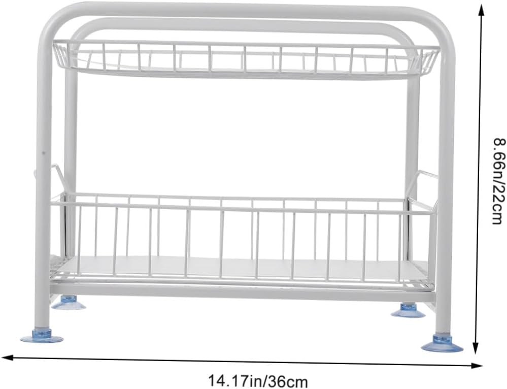 2-Tier Expandable Under Sink Organizer Rack for Kitchen Bathroom Adjustable Storage Drawer Sturdy Plastic for Cabinets