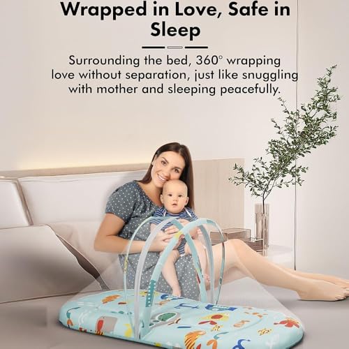 Image of StarAndDaisy 3 in 1 Baby Mosquito net /Nest for Sleeping - Mosquito net for Newborn Baby /Toddler -Soft & Comfortable Bed, Washable Design for 0-12 Months Baby -Aqua Print