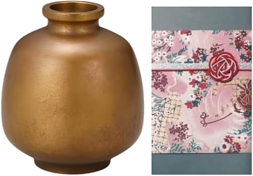 NOUSAKU Brass Bud Vase – Handcrafted in Takaoka, Japan, Traditional Antiqued Patina (Gold Brown or Black Brown), 3.6" H x 3.1" Dia – Small Japanese Flower Vase, Gift-Ready