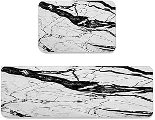 SUN-Shine Marbel Texture Kitchen Rugs and Mats 2 Pieces,Nature Stone Art Decorative Carpet