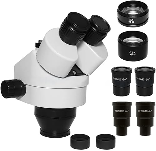 Accesorios para microscopio de laboratorio 3.5X 7X 45X 90X180X Zoom Trinocular Cabezal de microscopio estéreo 0.5X 2.0X Lente Barlow WF20X WF10X