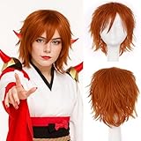 SEGOHAIR Anime Short Cosplay Wigs Halloween Party Spiky Layered Cosplay Wigs Synthetic Short Hair for Men & Women–Dark Orange Style