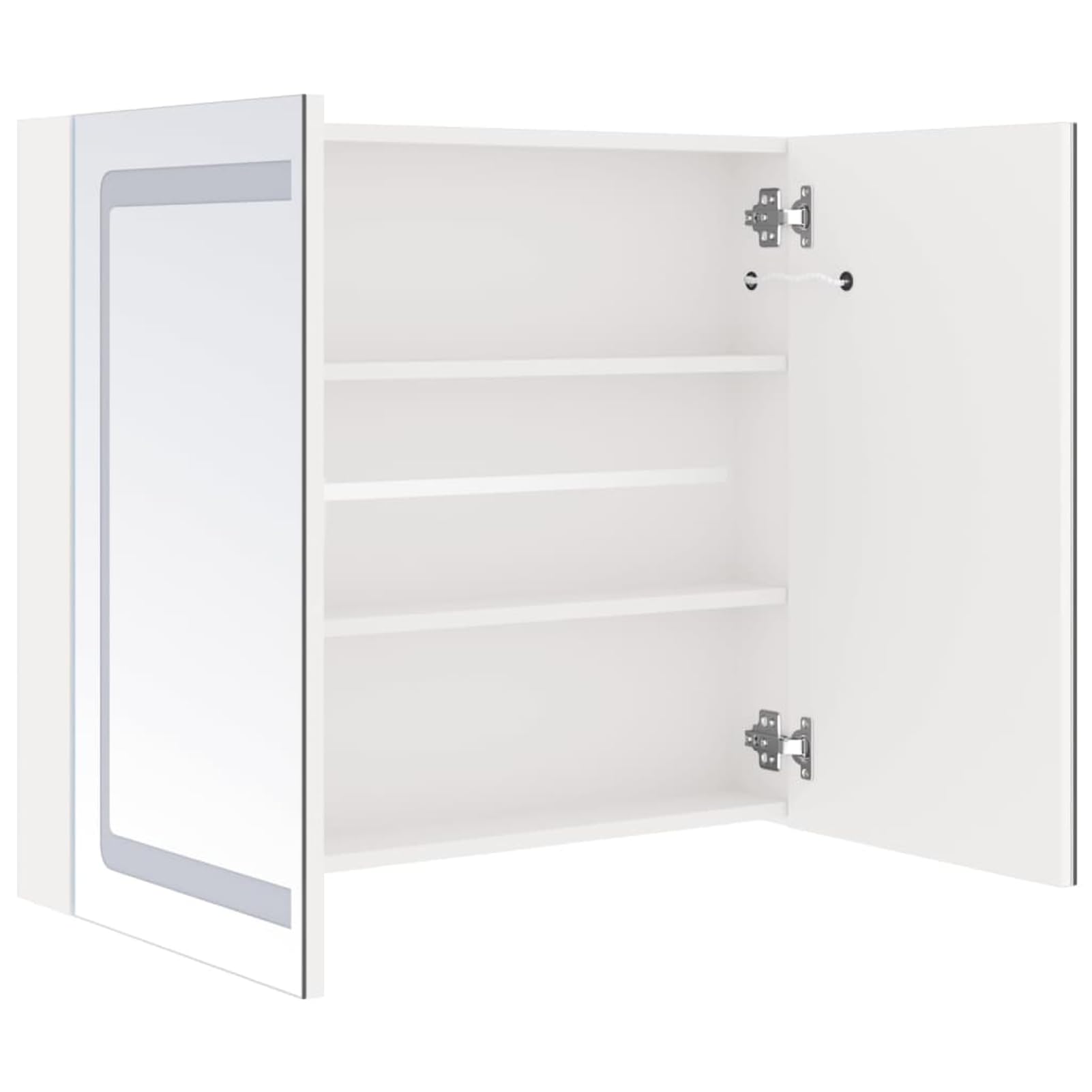 ATOMSTACK MAKER Spiegelschrank Bad 80x12x68 cm, glänzendes Weiß, mit 2 Türen, 3 Böden & berührungslosem EIN/Aus-Schalter – energiesparende Beleuchtung für Make-up, Rasur & Pflege