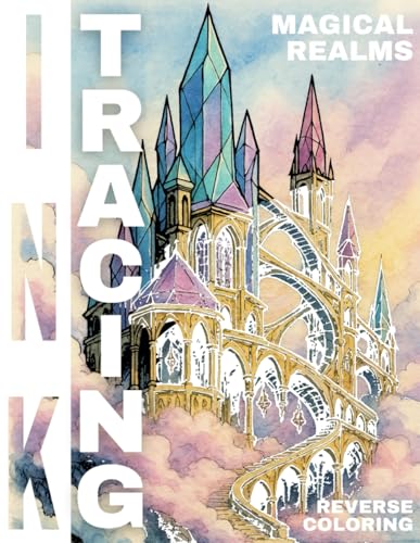 Ink Tracing Magical Realms Coloring Book: Turn Pre-Colored Pages into Art with Just One Black Pen | Reverse Coloring Book for Relaxation by InkMania