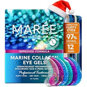 MAREE Eye Gels – Cooling Pads Under Eye Patches for Puffy Eyes and Dark Circles with Collagen & Hyaluronic Acid – Anti Wrinkles Under Eye Masks Skincare Treatment for Puffiness – Parches Para Ojeras