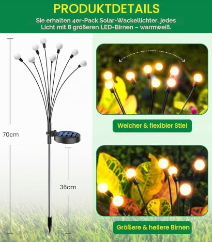 GEARLITE Firefly Solarlampen für Außen 32 LED, Glühwürmchen Solarleuchten – Ansicht 6