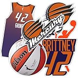 Desert Cactus Brittney Griner Phoenix Mercury WNBA Women's National Basketball Association Officially Licensed Sticker Vinyl Decal Laptop Water Bottle Car Scrapbook (P1)