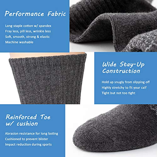 U&I Men's Casual Crew Socks Comfort Cushion Reinforced Toe Arch Support (4 Pack), Black Grey Mix #TOP2