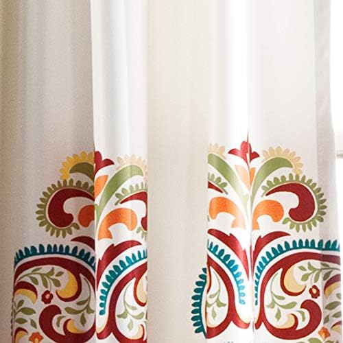 Lush Decor Clara Curtains Paisley Damask Print Bohemian Style Room Darkening Window Panel Set for Living, Dining, Bedroom (Pair), 84" x 52", Turquiose & Tangerine