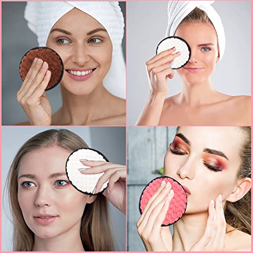 8 Piezas Discos Desmaquillantes Reutilizables, 11,5 cm Toallitas Desmaquillantes Reutilizables, Toallitas Desmaquillantes Lavables para Limpieza Facial, Cuidado de la Piel (4 Colores) - imagen 5
