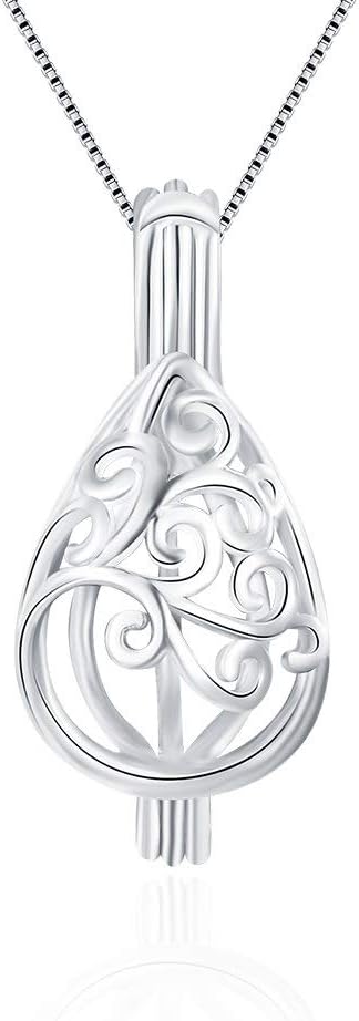 925 Sterling Silver Waterdrop Cage Pendants Crafting Charm for DIY Necklace Bracelet Jewelry Making