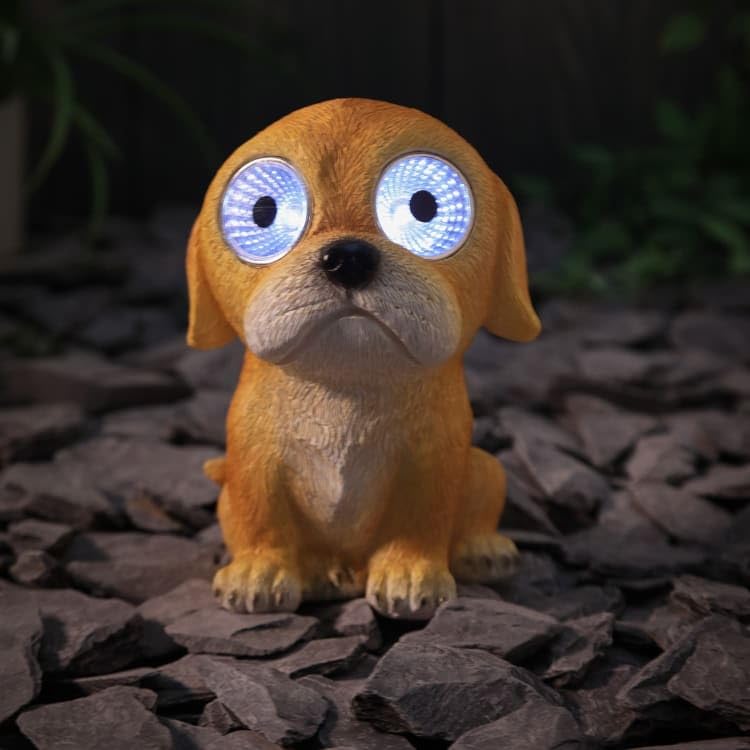 New Adorable Solar Powered Big Eyed Dog Statue – Garden Ornament with Cool White LED Lights & Auto On at Dusk Outdoor Garden Décor-A11 (Labrador)